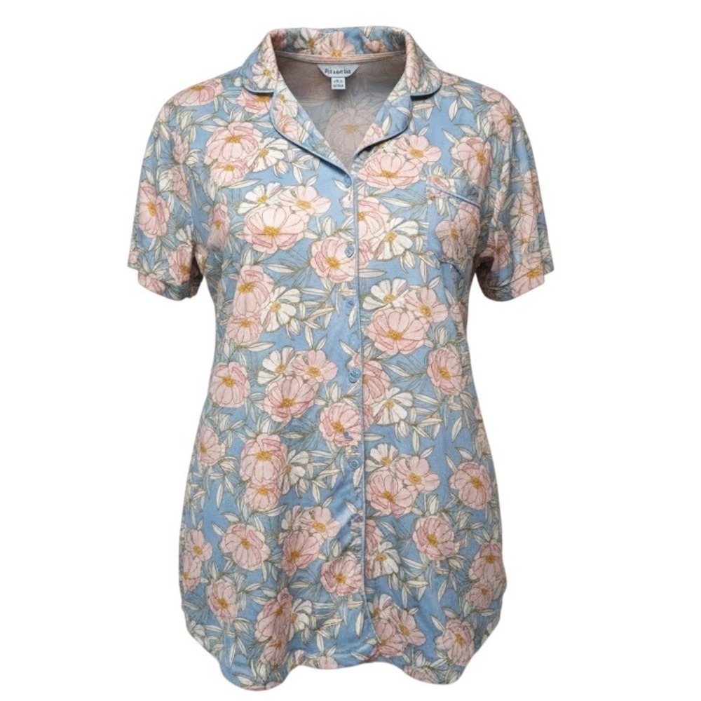 Count The Stars Soft Floral Sleep Shirt XL Button Down Pajama Top Comfy Lounge